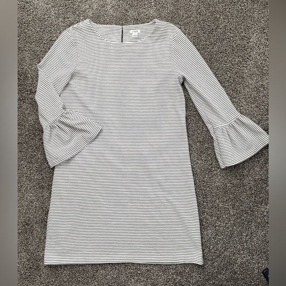 J. Crew Gray Sheath Dress with Bell Sleeves Medium size black and white cotton - Picture 4 of 15